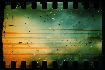 Blank grained and scratched film strip texture background. old film effect