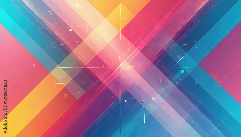 Poster abstract geometric pattern with vibrant gradient lines in pink orange yellow blue, cyan. diagonal sh
