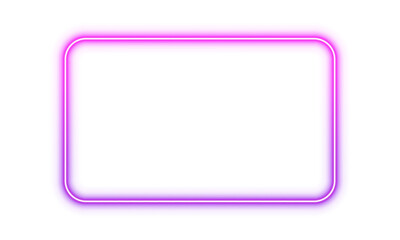 Pink Purple glowing neon rectangle frame border light glow illuminated bright shape transparent background corner rounded electric square luminous vibrant futuristic design element isolated