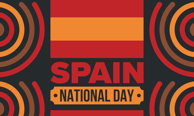 Spain National Day. Spanish flag. National happy holiday, celebrated annual in October 12. Hispanic heritage. Poster, card, banner and background. Vector illustration