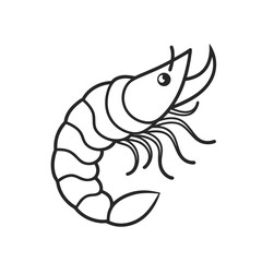 Naklejka premium Outline shrimp tempura vector icon on white background
