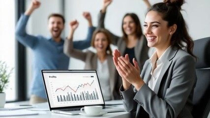 Business team celebrating success - Powered by Adobe