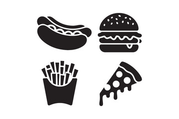Silhouette icons of popular fast food items
