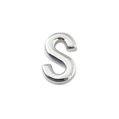 Naklejka premium Shiny Silver Letter S Isolated on Black Background alphabet character
