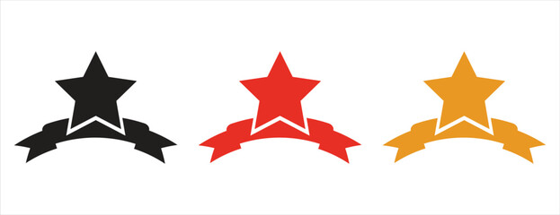 Award Star and Banner, Set of Star and Ribbon Badges