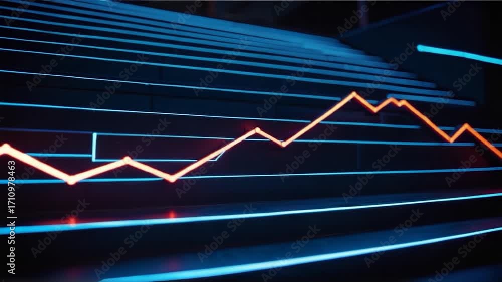 Poster a simple line graph featuring blue and orange lines on a black background, suitable for presentation