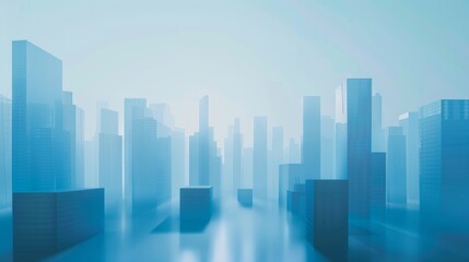 Fototapeta premium A minimalist depiction of a city skyline using simple geometric shapes to evoke the urban landscape.