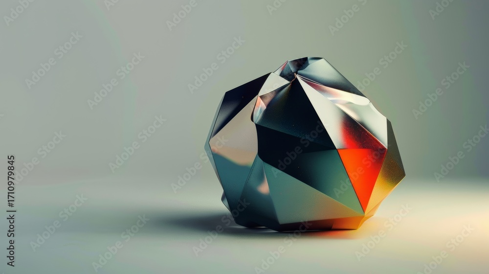 Aufkleber a paperweight in the form of an irregular polyhedron showcasing a blend of geometric shapes and angl