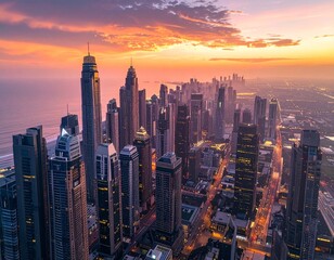 hong kong skyline at sunset