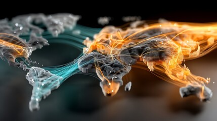 Radiant golden digital world map with glowing nodes high resolution wallpaper