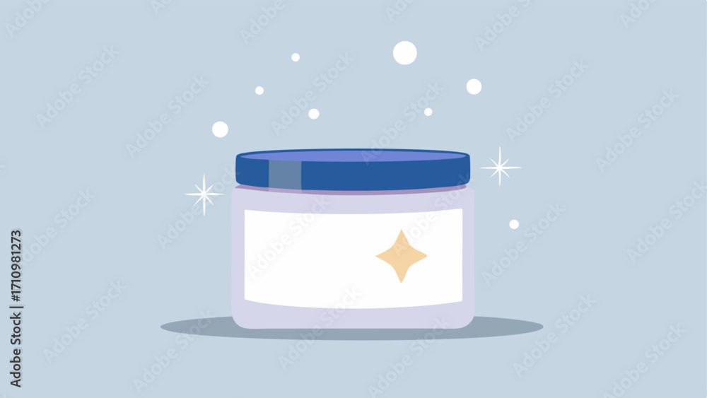 Poster exosome cream jar an open jar of cream with a sparkle effect above it indicating that the product co