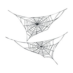 Spooky halloween decorations creative spider web designs for indoor and outdoor spaces. Vector illustration