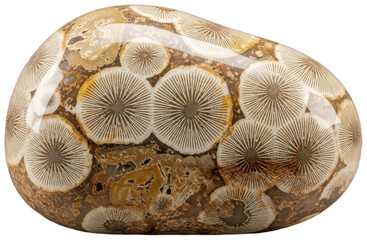 Polished septarian nodule with radiating calcite crystals, transparent background png