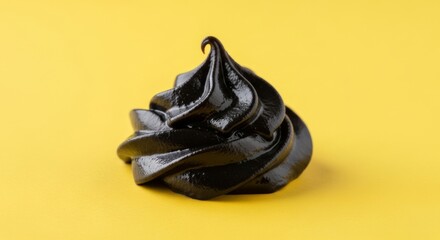 Black creamy swirl on yellow background
