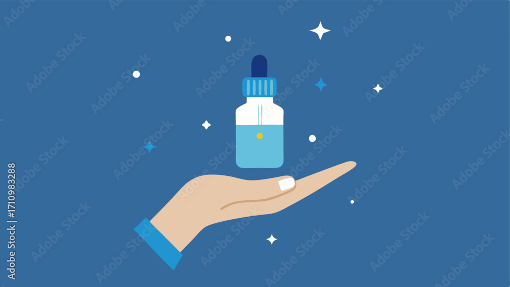 Poster exosome infusion dropper a dropper bottle filled with a light serum. the dropper is hovering over a 