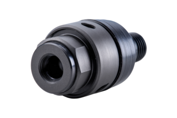 Precision machined connector, studio shot, industrial background, engineering