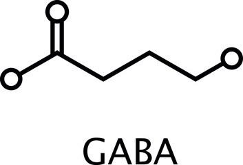 Vector thin line icon of GABA molecular structure. Chemical formula Art & Illustration