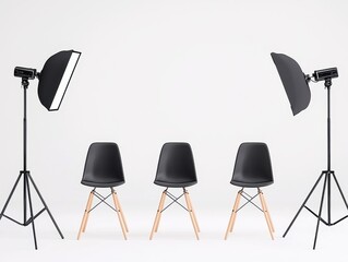 Studio setup with chairs and lights