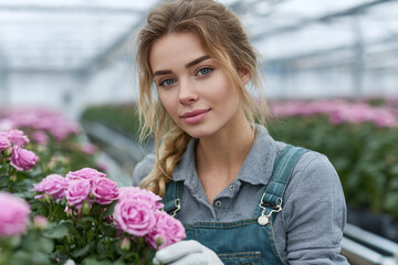 Plant breeding scientist woman documenting flower varieties - horticultural research and agricultural innovation photography for farming and horticultural industry marketing