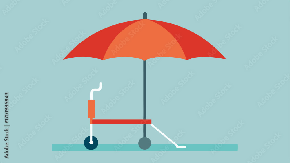 Poster beach umbrella setup an illustration of a set of beach umbrellas with one specifically designed to b