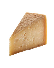 Close-up of a triangular wedge of pale yellow cheese
