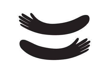 Obraz premium Hug hands logo icon. Hugs silhouette shape cartoon sign. Cute care design decorative element