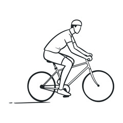 Fototapeta premium Cyclist riding bicycle in urban environment action illustration active lifestyle dynamic viewpoint. Vector illustration