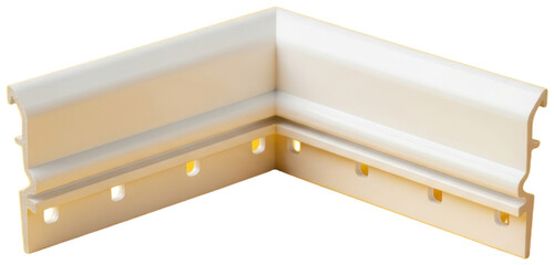 White plastic corner trim isolated on a yellow background, transparent background png