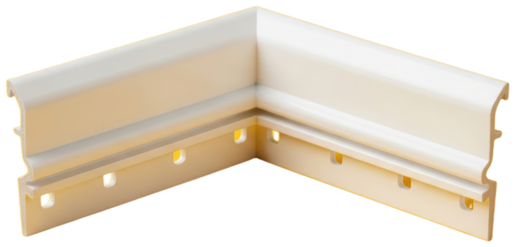 White plastic corner trim isolated on a yellow background, transparent background png