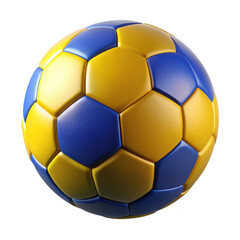 Fototapeta premium 3d soccer ball with striking blue and yellow panels for sports and games transparent background