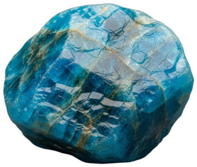 Blue and transparent apatite mineral stone on gray surface, transparent background png