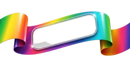 Colorful Ribbon Banner with Shiny Metallic Frame.