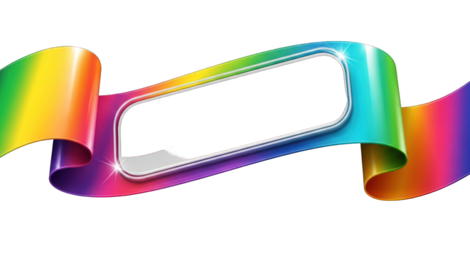 Colorful Ribbon Banner with Shiny Metallic Frame.