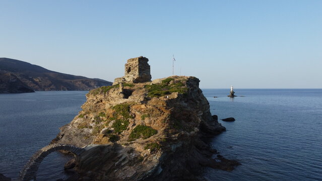 Aerial drone photo of the fort at Andros