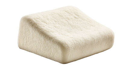 Off-white, triangular shaped, plush cushion