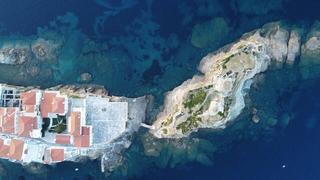 Top down photo from rocks by the sea at Andros