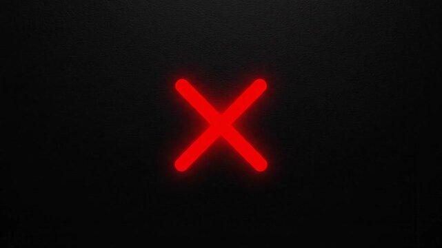 Red Gloiwing X Cross Symbol Isolated On Black Background