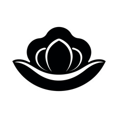Oyster Silhouette Vector Icon on White Background