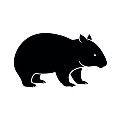 Wombat Silhouette Vector Icon on White Background