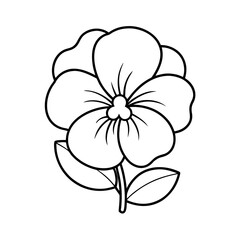 Pansy Outline Vector on White Background
