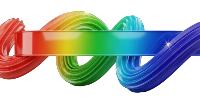 Colorful Abstract Ribbon with Rainbow Gradient and Glossy Finish.