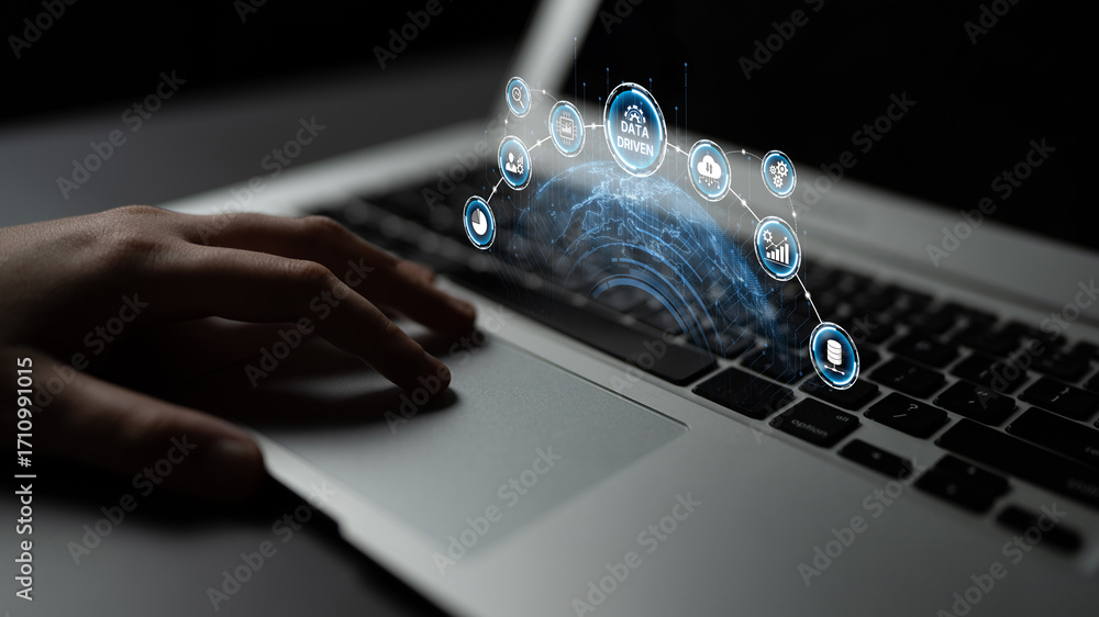 Aufkleber data-driven decision-making empowers business through analytics, datum collection, and ai systems. d