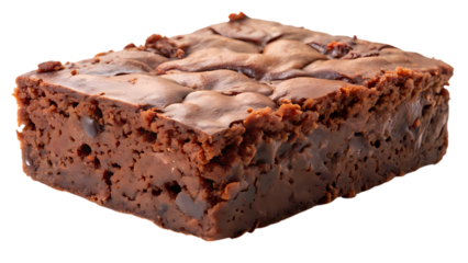 Closeup of a delicious chocolate brownie isolated on transparent background the brownie is rich, moist, and full of chocolate chips