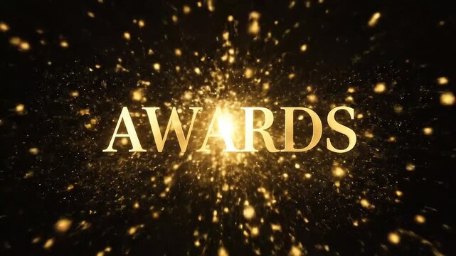 Gold Awards Text With Sparkling Particles Effect
