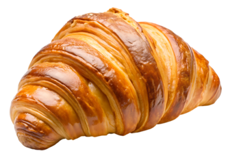 Delicious and flaky croissant isolated on transparent background, a classic french pastry perfect for breakfast or a sweet treat any time of day