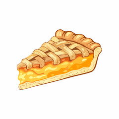 Apple Pie Slice Vector Illustration with Lattice Crust