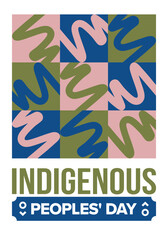 Indigenous Peoples' Day. Native American Day. American Indian culture. Heritage Month. Celebrate annual in United States. Tradition pattern. Poster, card, banner and background. Vector illustration