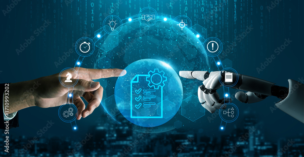 Poster ai for global project management solutions and services. an ai strategy for business planning and ex