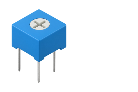 Blue Trimmer Potentiometer (Trimpot) Isolated on Transparent Background