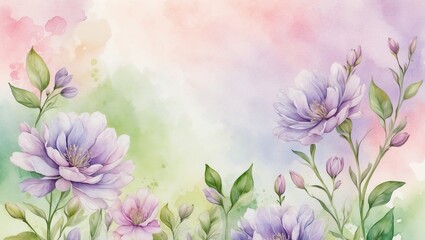 Obraz premium Soft watercolor flowers in pastel colors with gentle background 